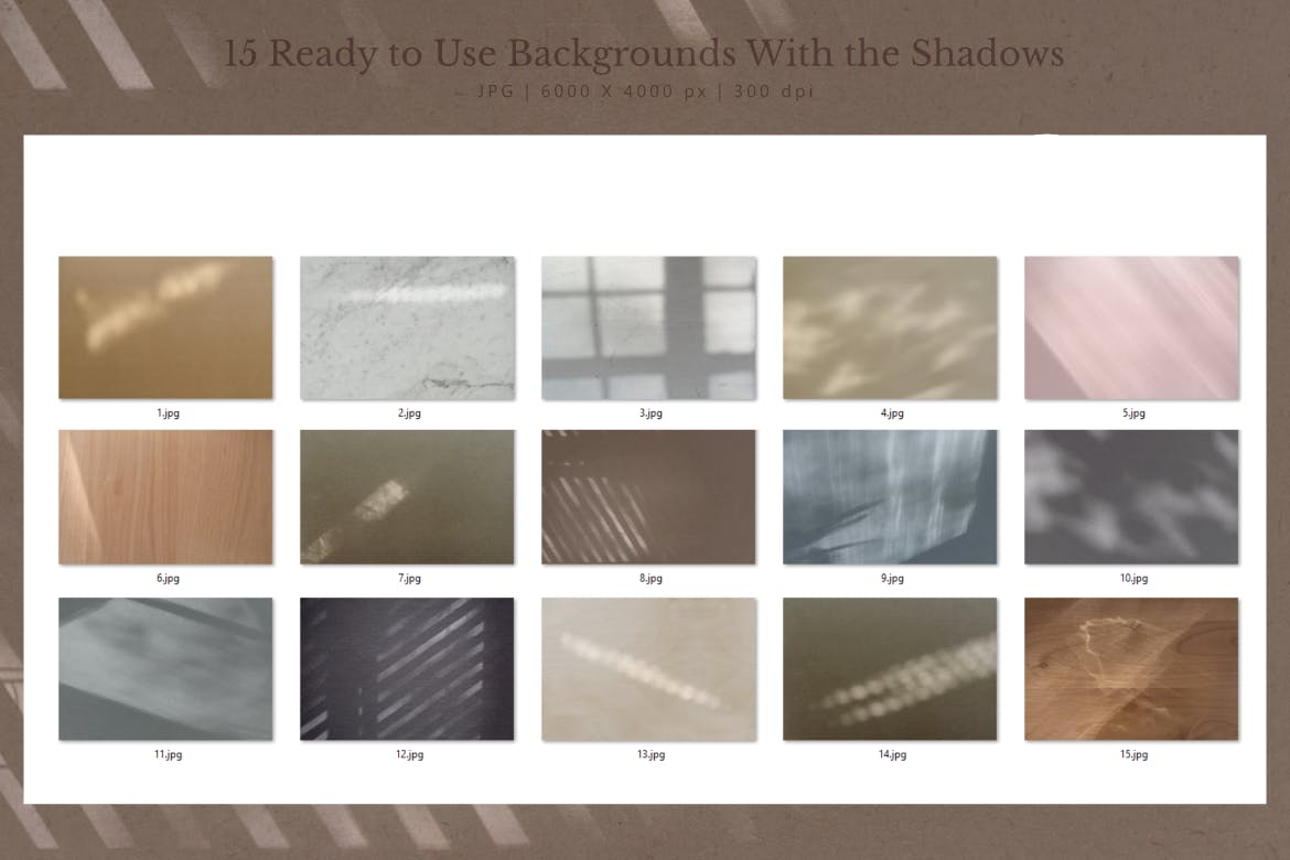 自然阳光阴影叠层和背景素材 Natural Shadow Overlays and Backgrounds 图片素材 第7张