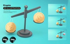 加密货币概念3D插画包 Set Crypto Concept