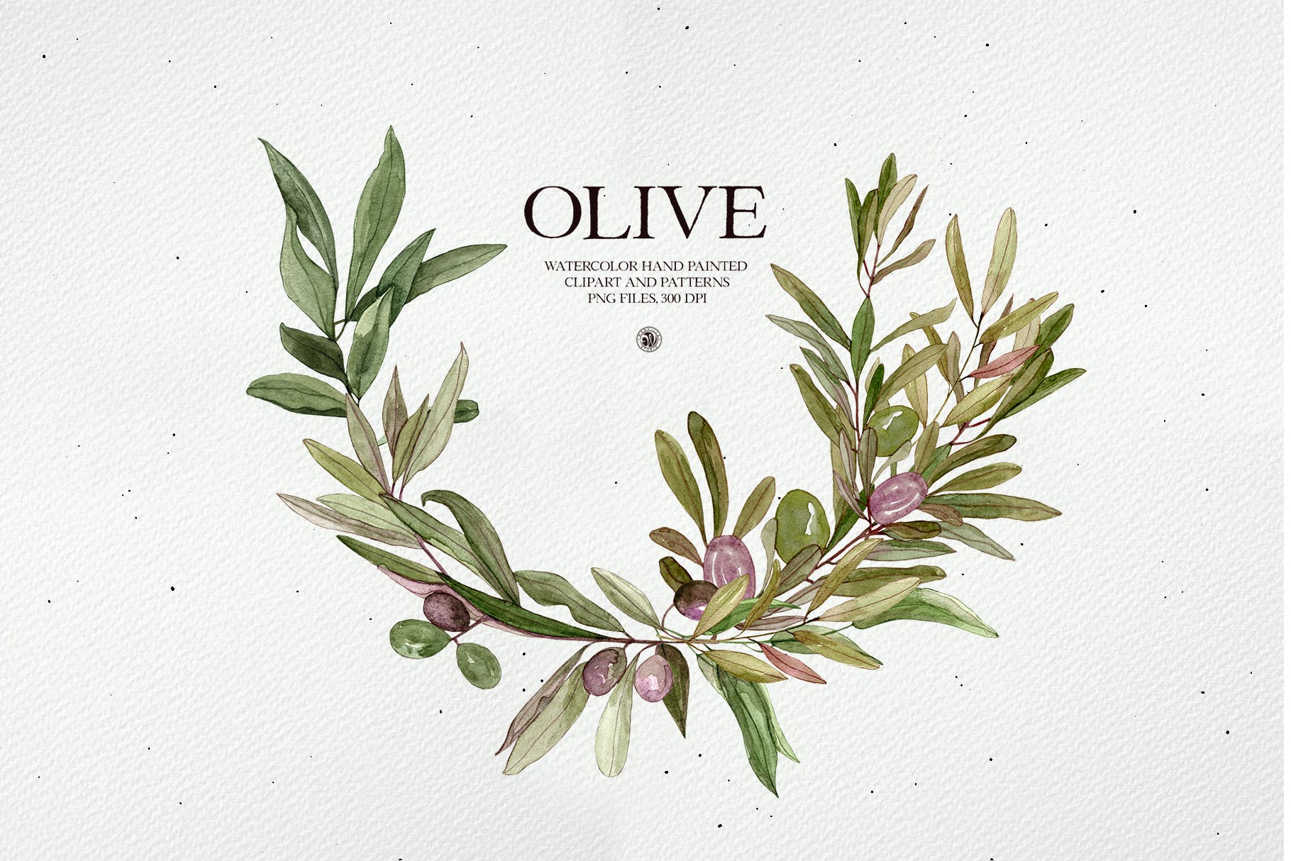 水彩橄榄框架和图案素材 Watercolor Olive – frames and patterns 图片素材 第4张