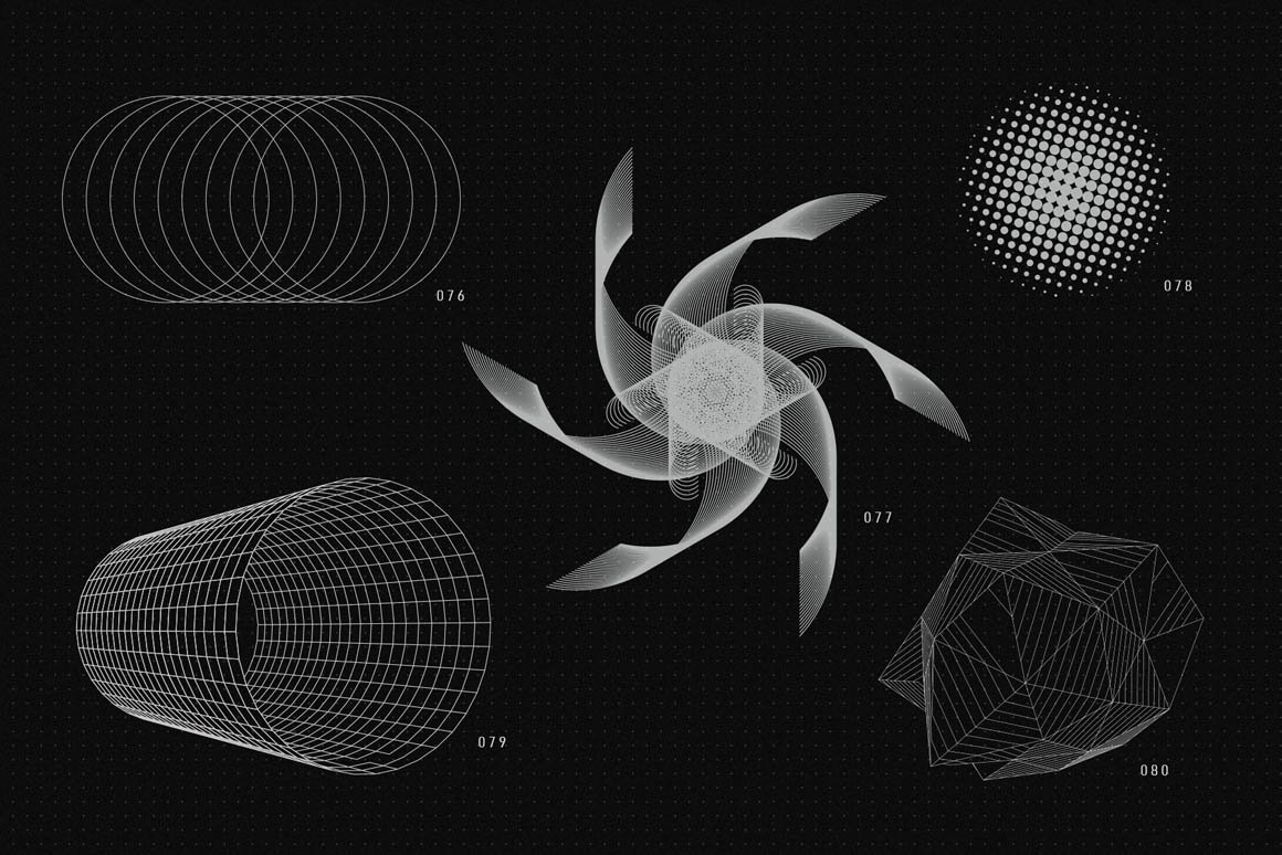 200+高质量抽象现代几何矢量形状外观 200 Vector Shapes 图片素材 第10张
