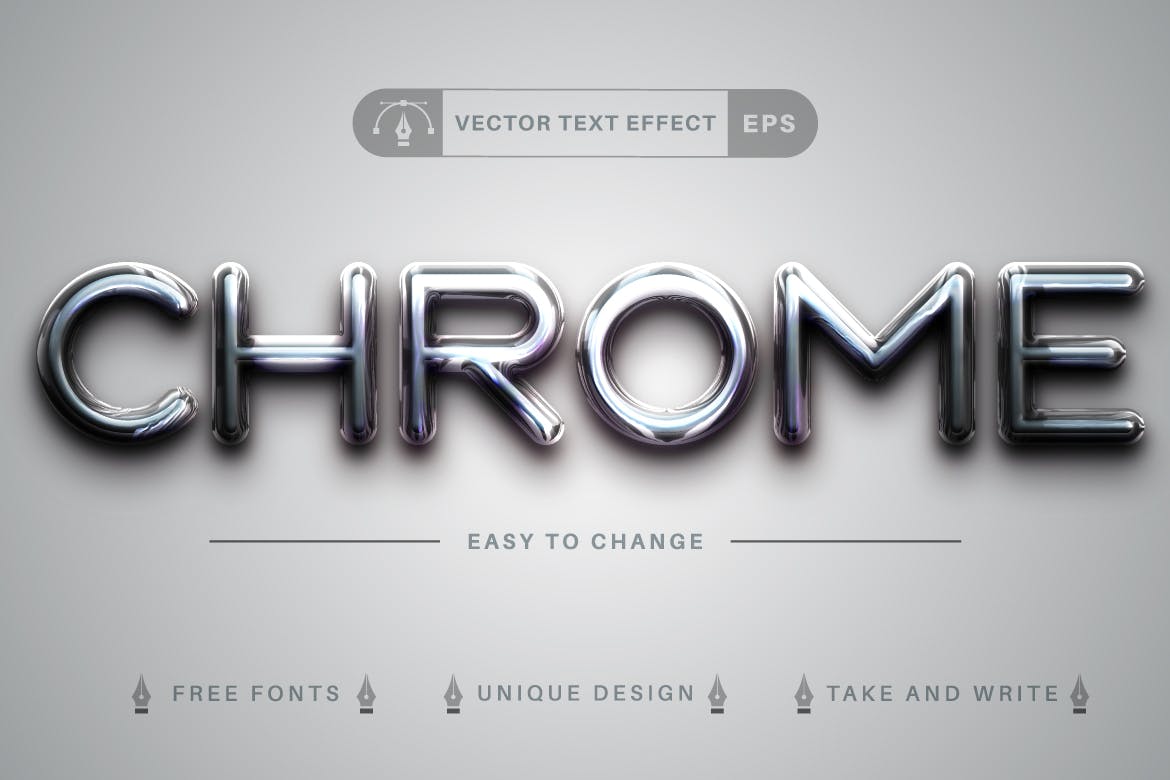 10种金属矢量文字效果字体样式 Set 10 Metal Editable Text Effects, Font Styles 插件预设 第2张