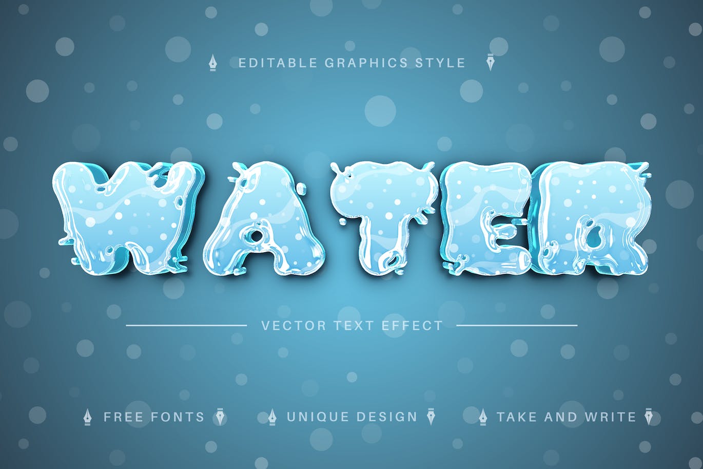 蓝色水状矢量文字效果字体样式 Drink Water – Editable Text Effect, Font Style 插件预设 第4张