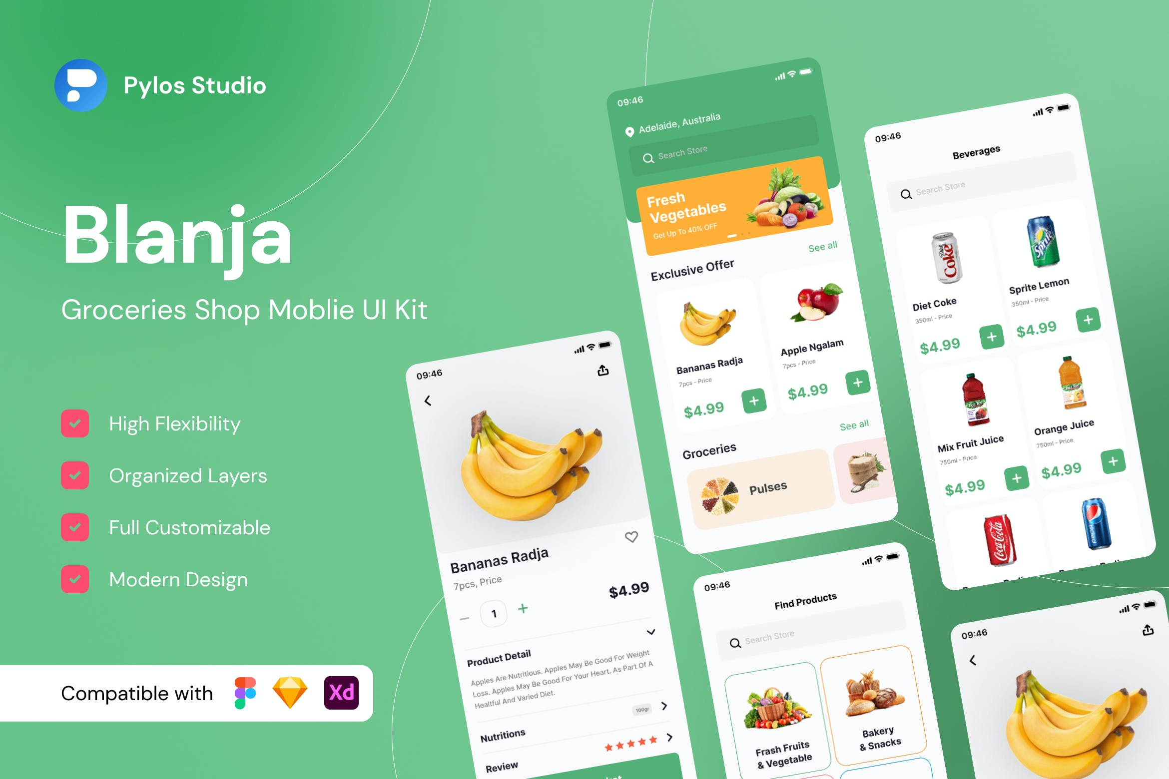 食品杂货店App应用程序界面设计UI套件 Blanja – Groceries Shop Mobile App UI Kits APP UI 第1张