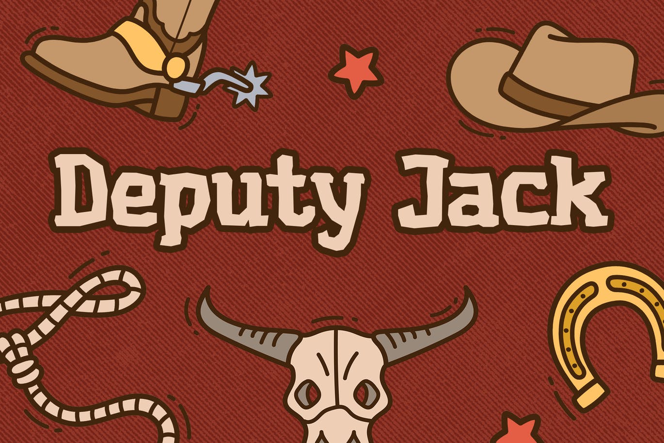 西部牛仔儿童卡通衬线字体素材 Deputy Jack – Western Kids Font 设计素材 第1张