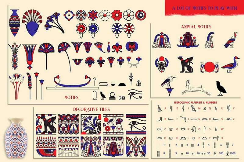 190+古埃及艺术矢量无缝图案素材AI PNG格式 图片素材 第2张