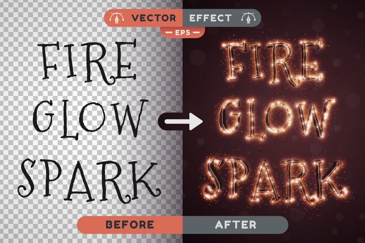 火花矢量文字效果字体样式 Hell Sparkle – Editable Text Effect, Font Style 插件预设 第3张