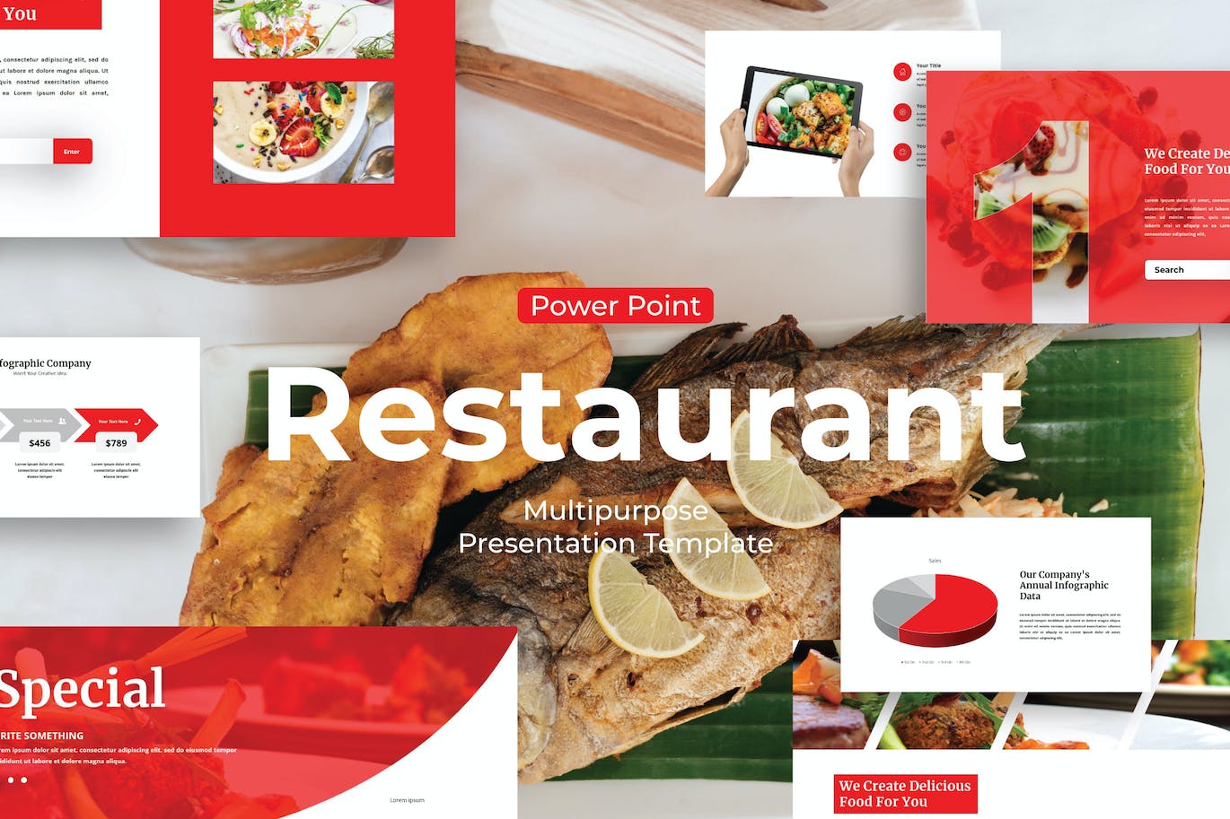 餐馆餐厅推广PPT幻灯片模板 Restaurant – PowerPoint Template 幻灯图表 第1张