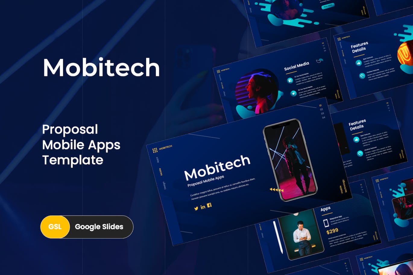 手机科技提案Google幻灯片设计模板 Mobitech – Mobile Proposal Google Slides Template 幻灯图表 第1张