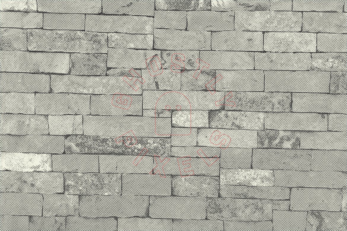 半色调砖墙&石墙纹理 Halftone Brick & Stone Wall Textures 图片素材 第7张