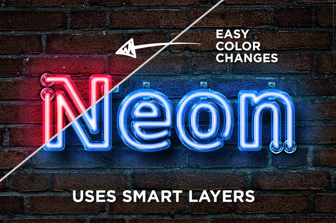 霓虹灯PS文本效果模板 Realistic Neon Photoshop Effect 插件预设 第3张