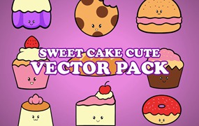 可爱的蛋糕卡通插画矢量素材 Cute Cake Cartoon Illustration Vector Pack