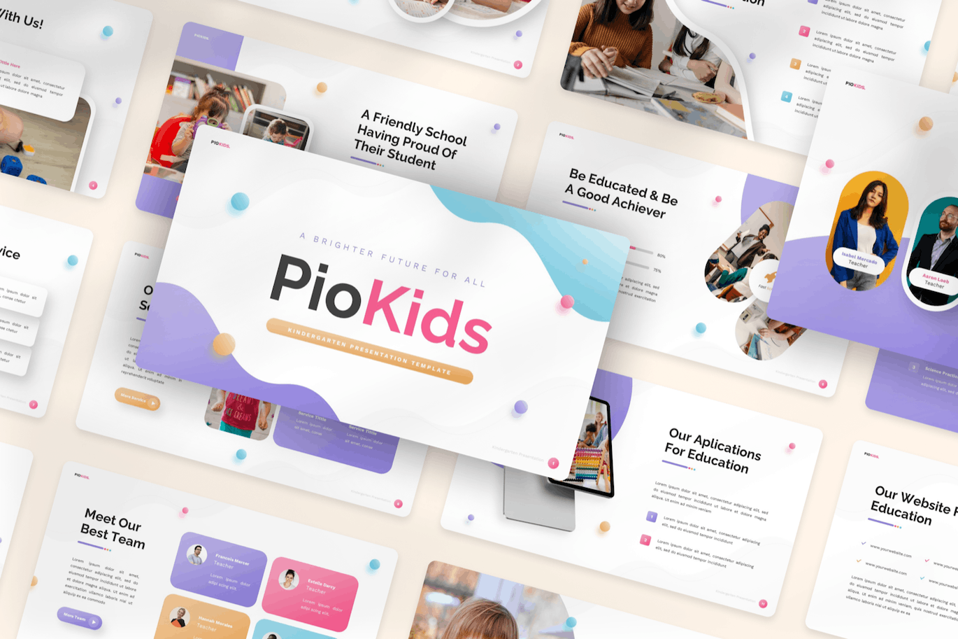 幼儿园和学前班介绍演示PPT模板 Piokids – Kindergarten & Preschool Powerpoint 幻灯图表 第5张