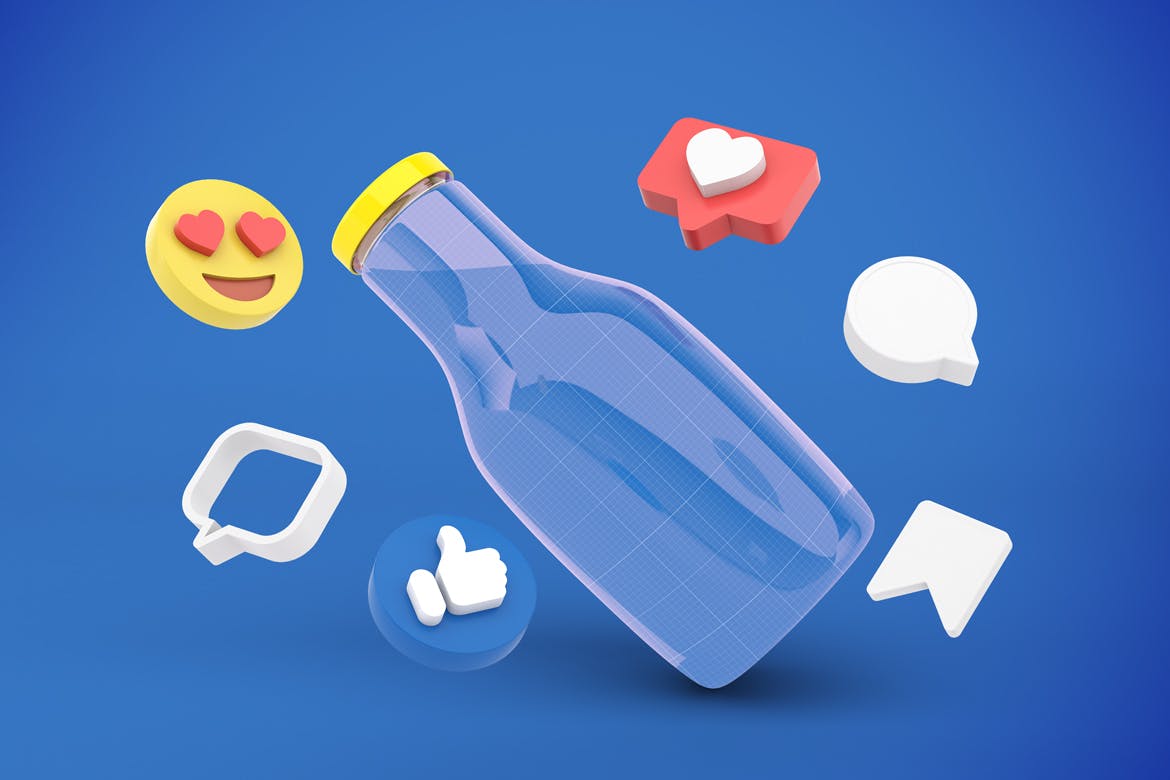 社交表情符号饮料瓶包装展示样机图 Drink Bottle Social Media 样机素材 第4张
