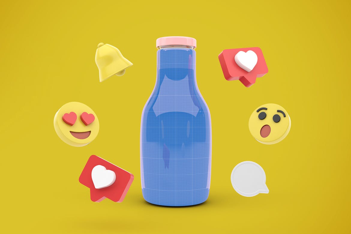 社交表情符号饮料瓶包装展示样机图 Drink Bottle Social Media 样机素材 第9张