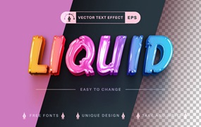 彩色液体矢量文字效果字体样式 Unicorn Slime – Editable Text Effect, Font Style