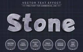 石材纹理矢量文字效果字体样式 Stone Texture – Editable Text Effect, Font Style