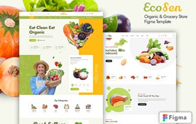 有机商店电子商务网站布局UI设计fig模板 EcoSen – Organic Store eCommerce Figma Template