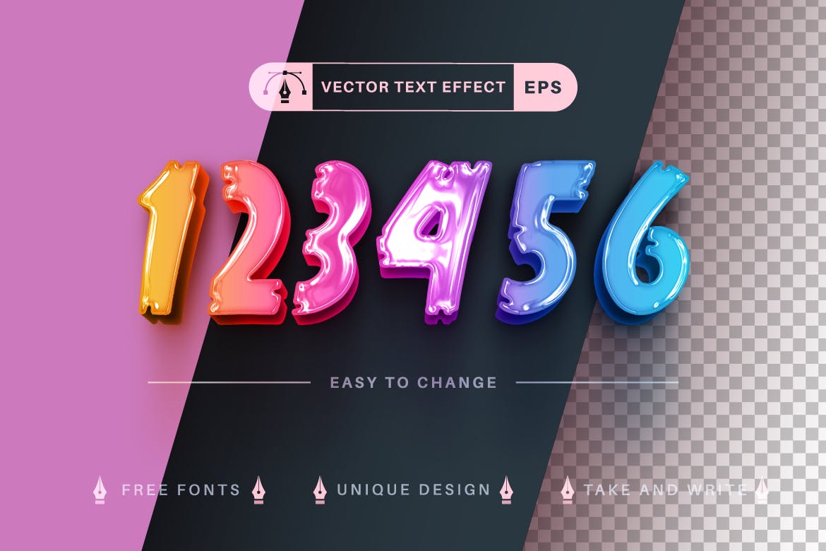 彩色液体矢量文字效果字体样式 Unicorn Slime – Editable Text Effect, Font Style 插件预设 第2张