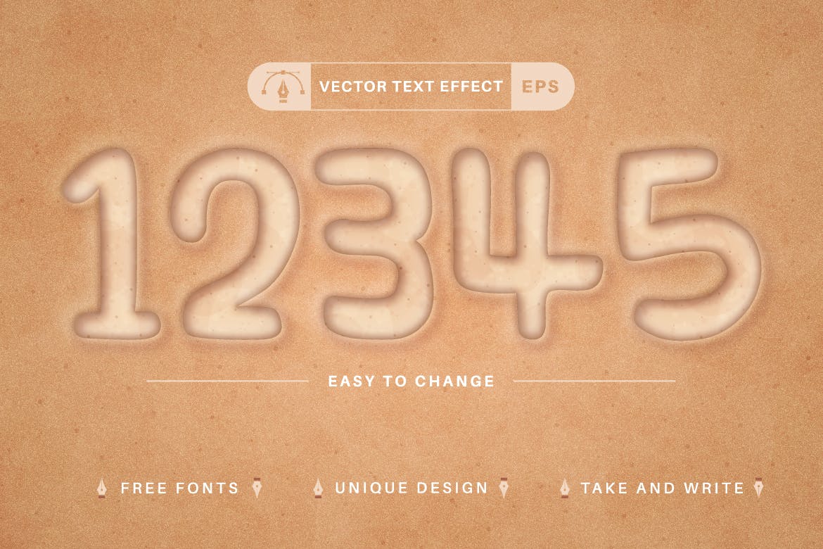 沙滩矢量文字效果字体样式 Sand Beach – Editable Text Effect, Font Style APP UI 第4张