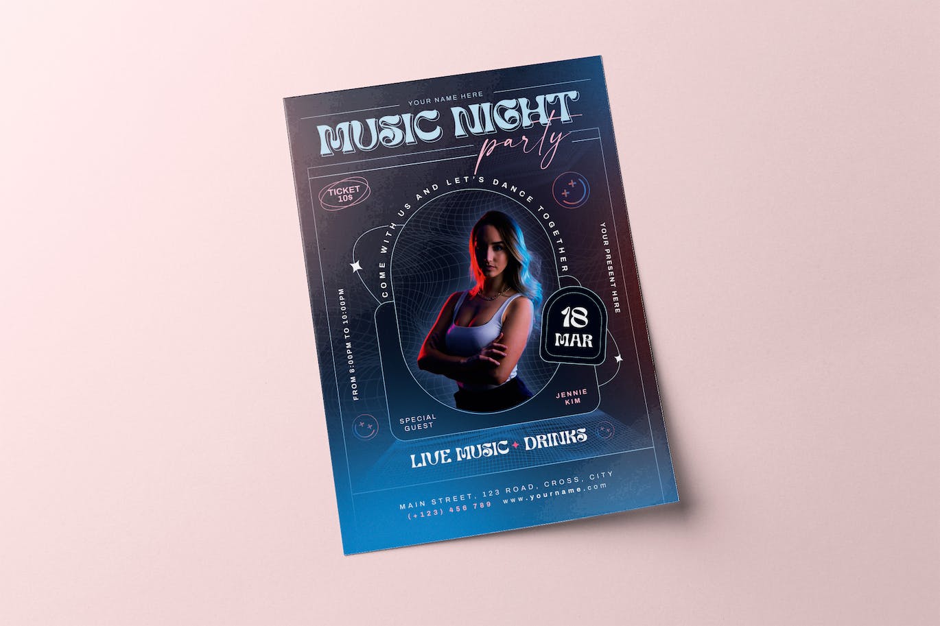 夜间聚会派对宣传单模板 Night Party Flyer 设计素材 第1张