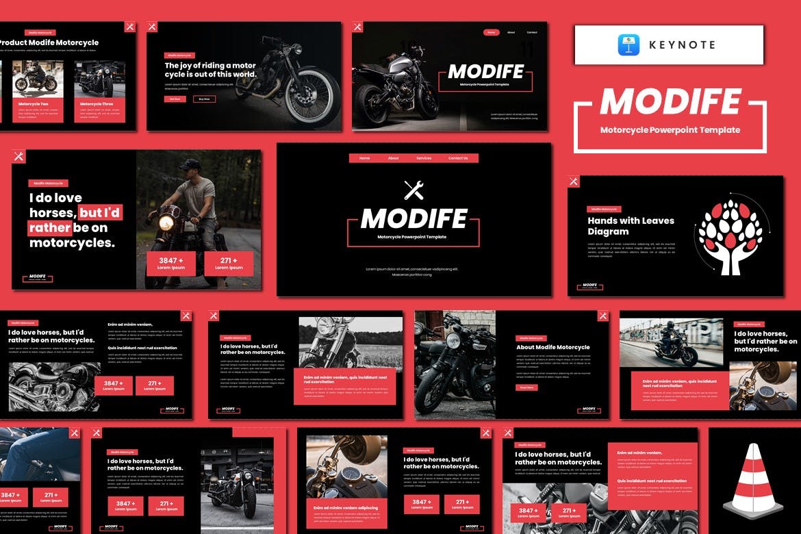 摩托车改装派对Keynote幻灯片模板 Modife – Motorcycle Keynote Template 幻灯图表 第1张