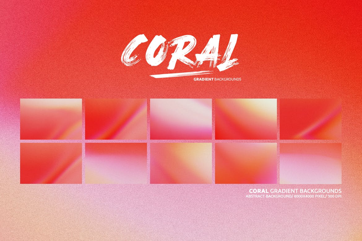 珊瑚色渐变背景 Coral Gradient Backgrounds 图片素材 第3张