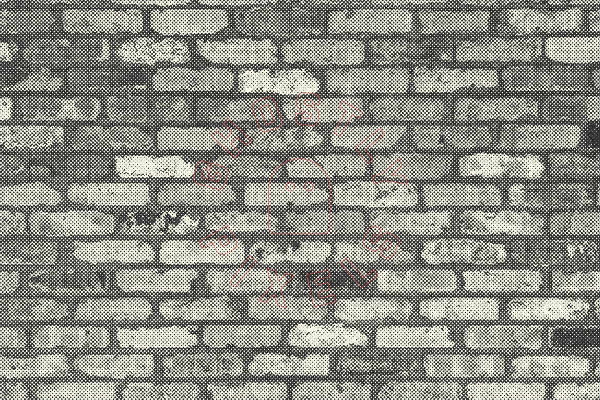 半色调砖墙&石墙纹理 Halftone Brick & Stone Wall Textures 图片素材 第11张