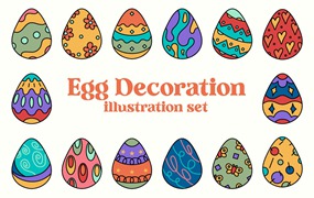 鸡蛋装饰插画集 Eggs Decoration Illustration Set