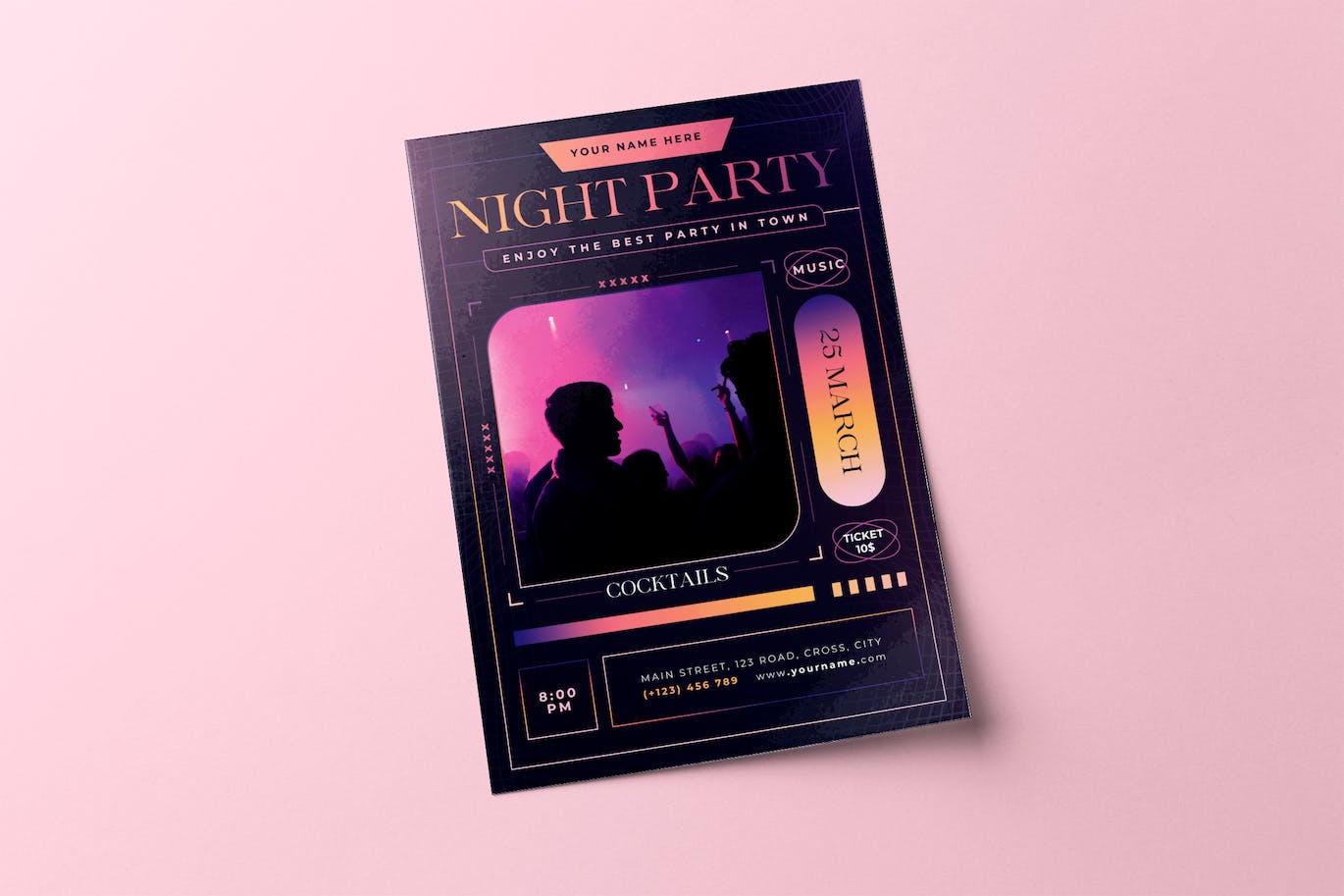 夜间酒吧派对传单设计模板 Night Party Flyer 设计素材 第1张