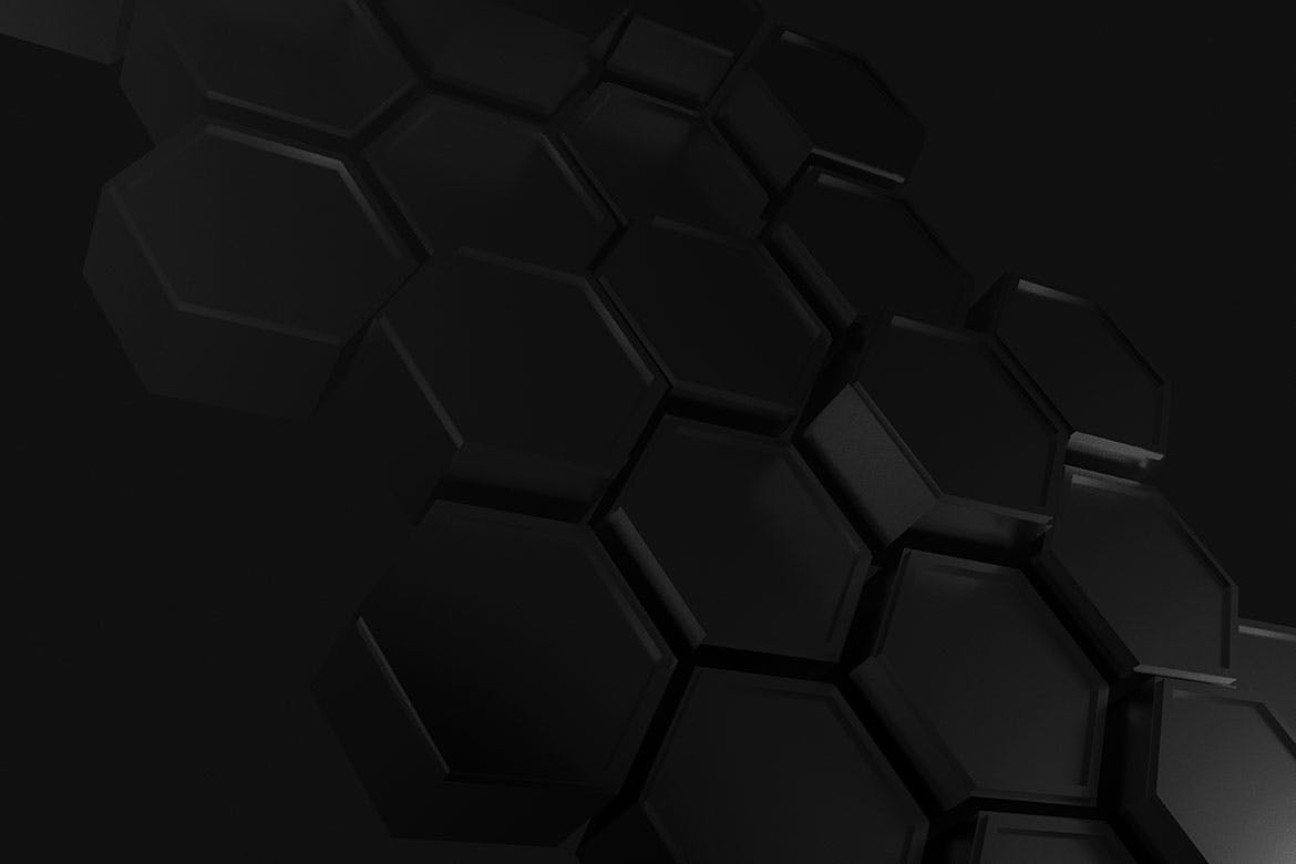 黑色蜂窝六边形背景素材 Black Hexagon Backgrounds APP UI 第5张