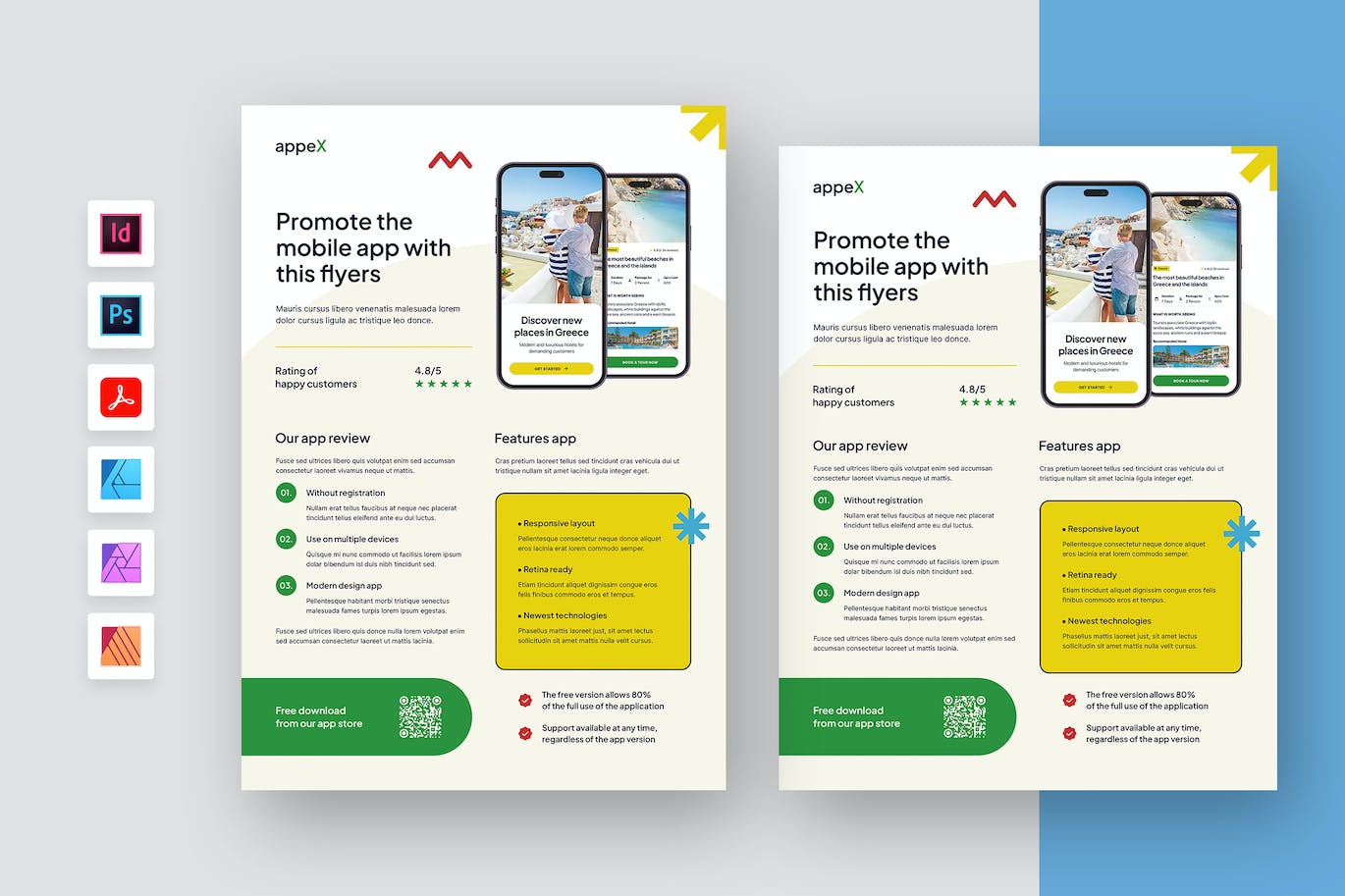 移动应用程序推广海报传单设计模板 Promo App Flyer Templates APP UI 第1张