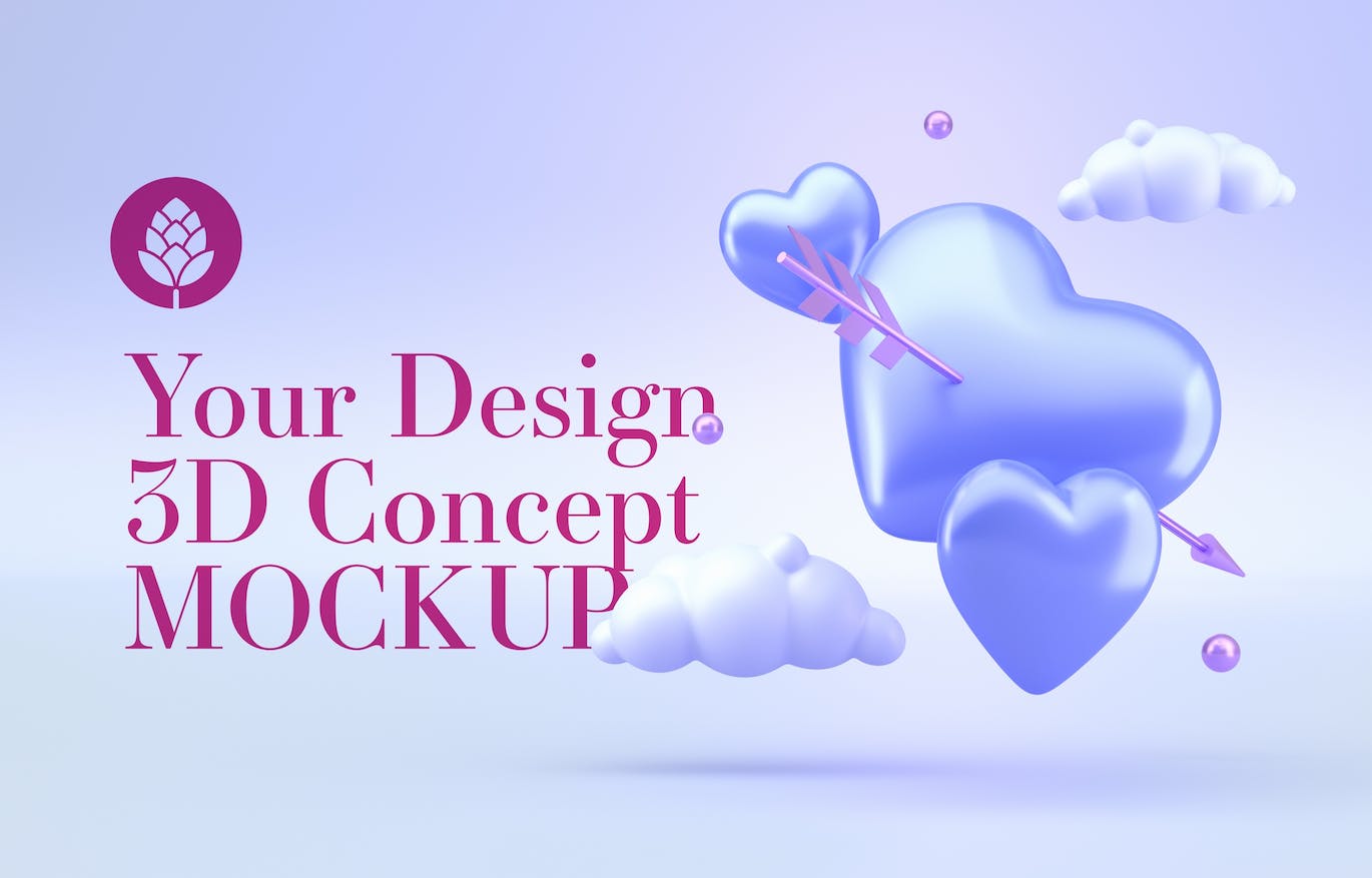 情人节3D礼品装饰概念样机图psd素材 Set Valentine’s Day Concept Mockup 图片素材 第5张