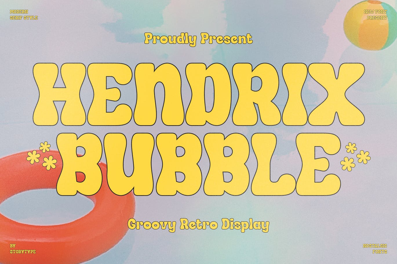 经典复古风格字体素材 Hendrix Bubble Groovy Retro Display 设计素材 第1张