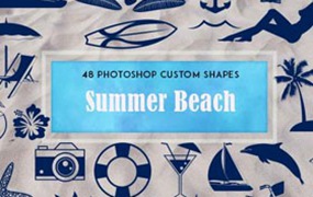 夏季海滩剪影PS形状，csh格式