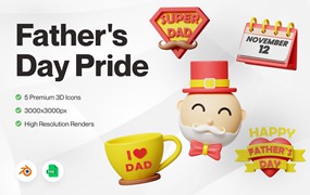 父亲节主题3D图标集 Father’s Day Pride