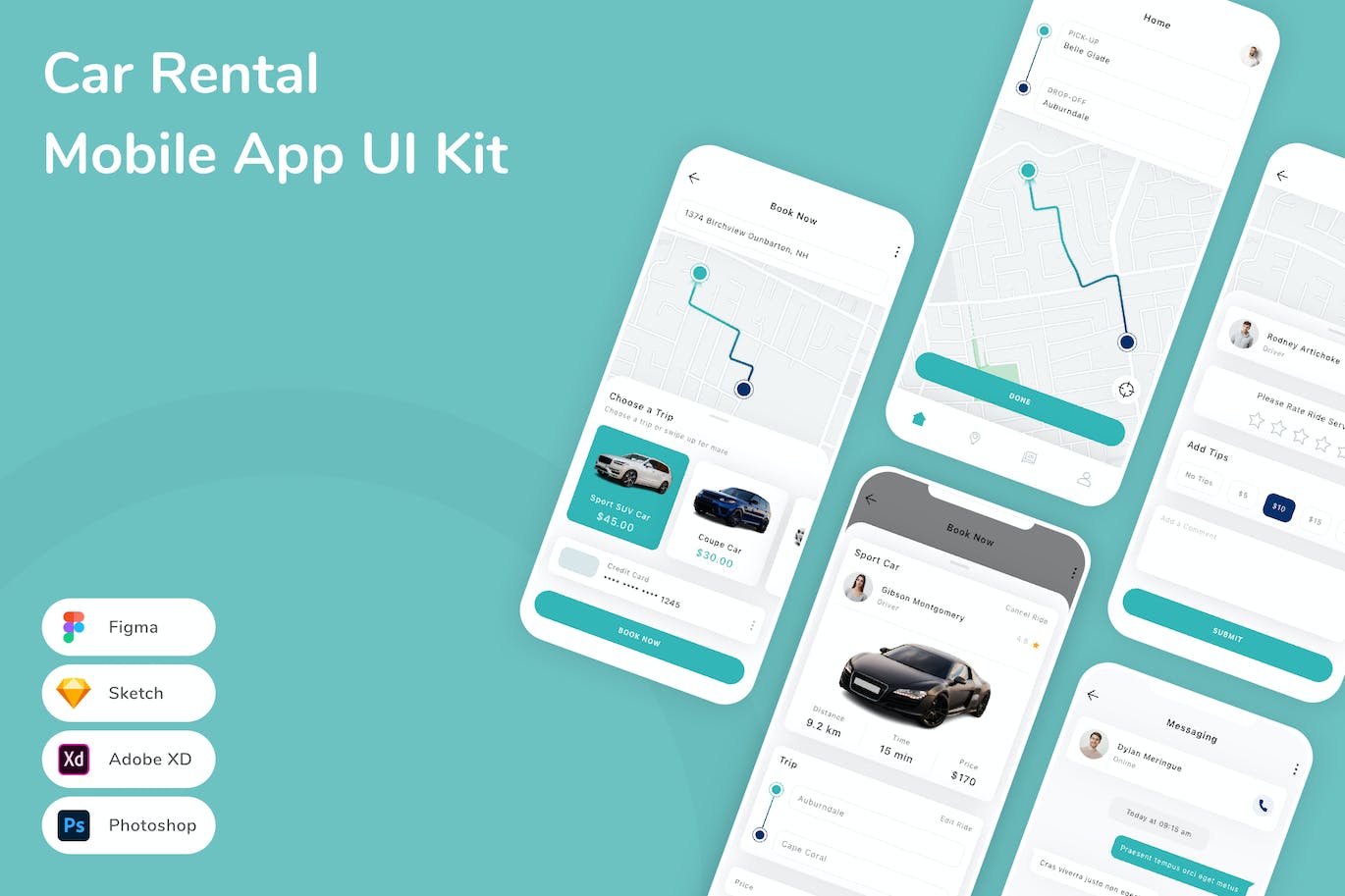 汽车租赁移动应用UI设计套件 Car Rental Mobile App UI Kit APP UI 第1张