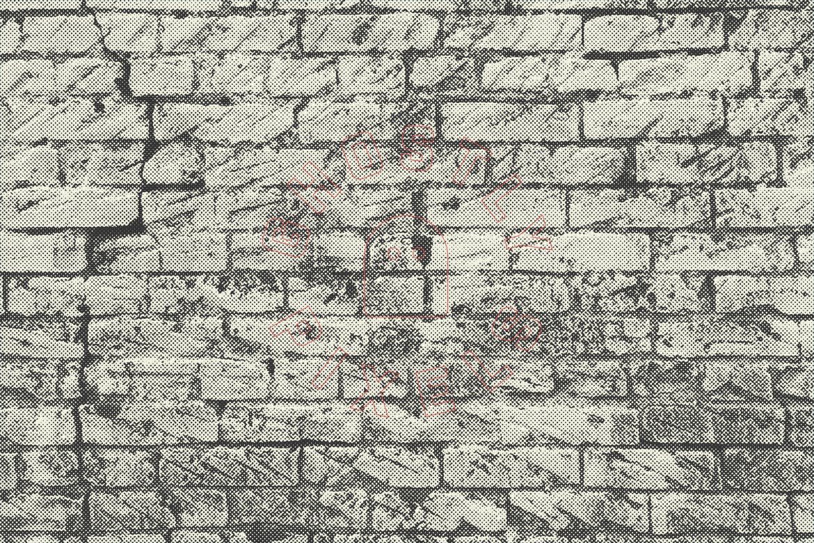 半色调砖墙&石墙纹理 Halftone Brick & Stone Wall Textures 图片素材 第8张