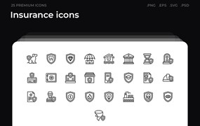 25枚保险主题简约线条矢量图标 Insurance icons