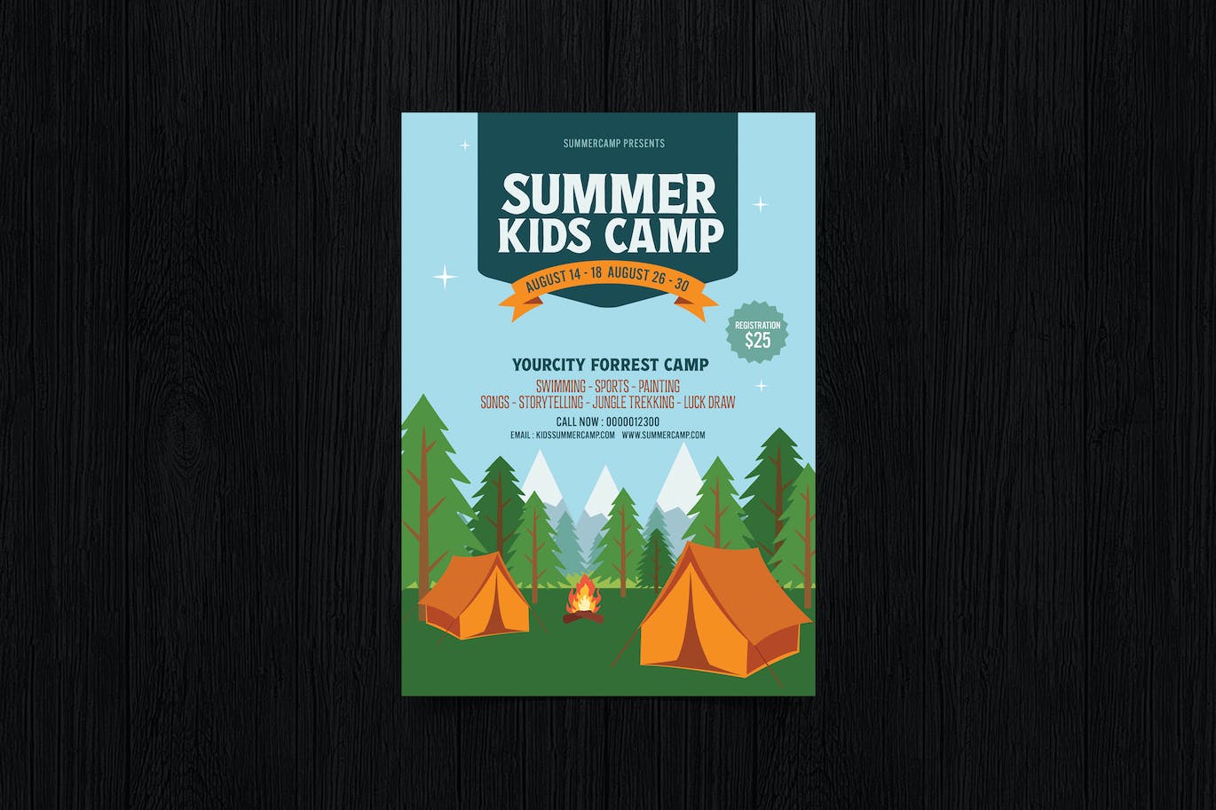 儿童夏令营宣传单设计模板 Summer Camp / Kids Camp 设计素材 第1张