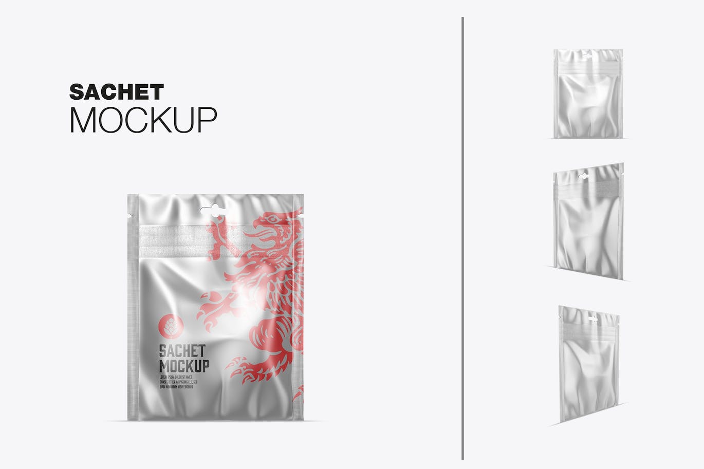 金属小袋包装设计样机图 Metallic Sachet Mockup APP UI 第1张