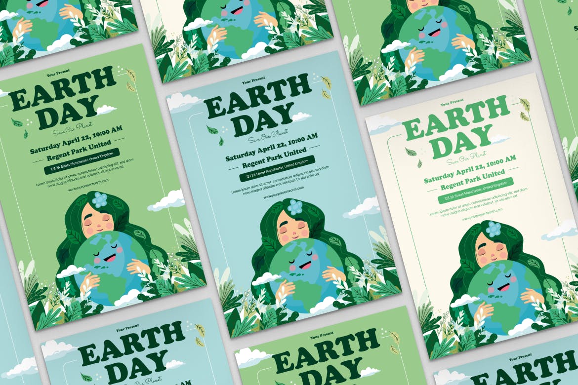 地球日创意传单AI&EPS矢量模板 Earth Day Creative Flyer Ai & EPS Template 设计素材 第3张