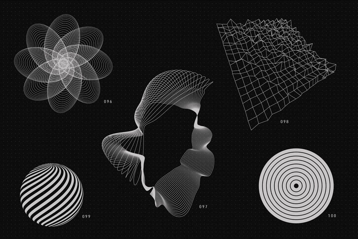200+高质量抽象现代几何矢量形状外观 200 Vector Shapes 图片素材 第6张