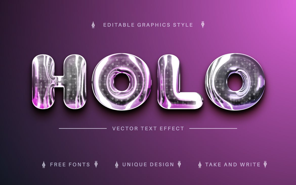 半透明全息矢量文字效果字体样式 Holo – Editable Text Effect, Font Style 插件预设 第3张
