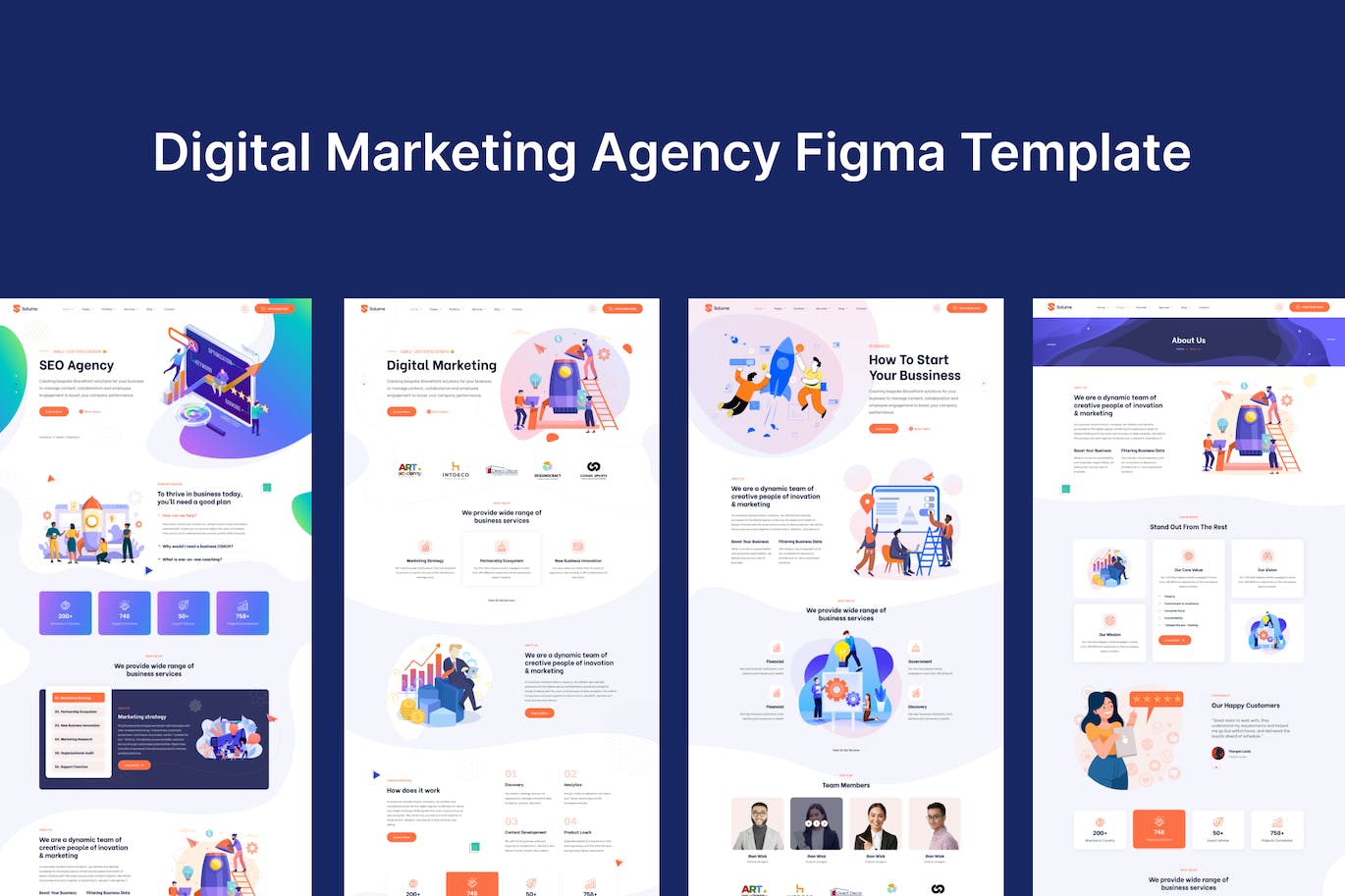数字营销机构网站布局UI设计fig模板 Digital Marketing Agency Figma Template APP UI 第1张