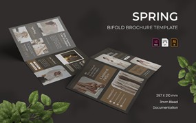 春天服装双折页宣传册设计模板 Spring – Bifold Brochure