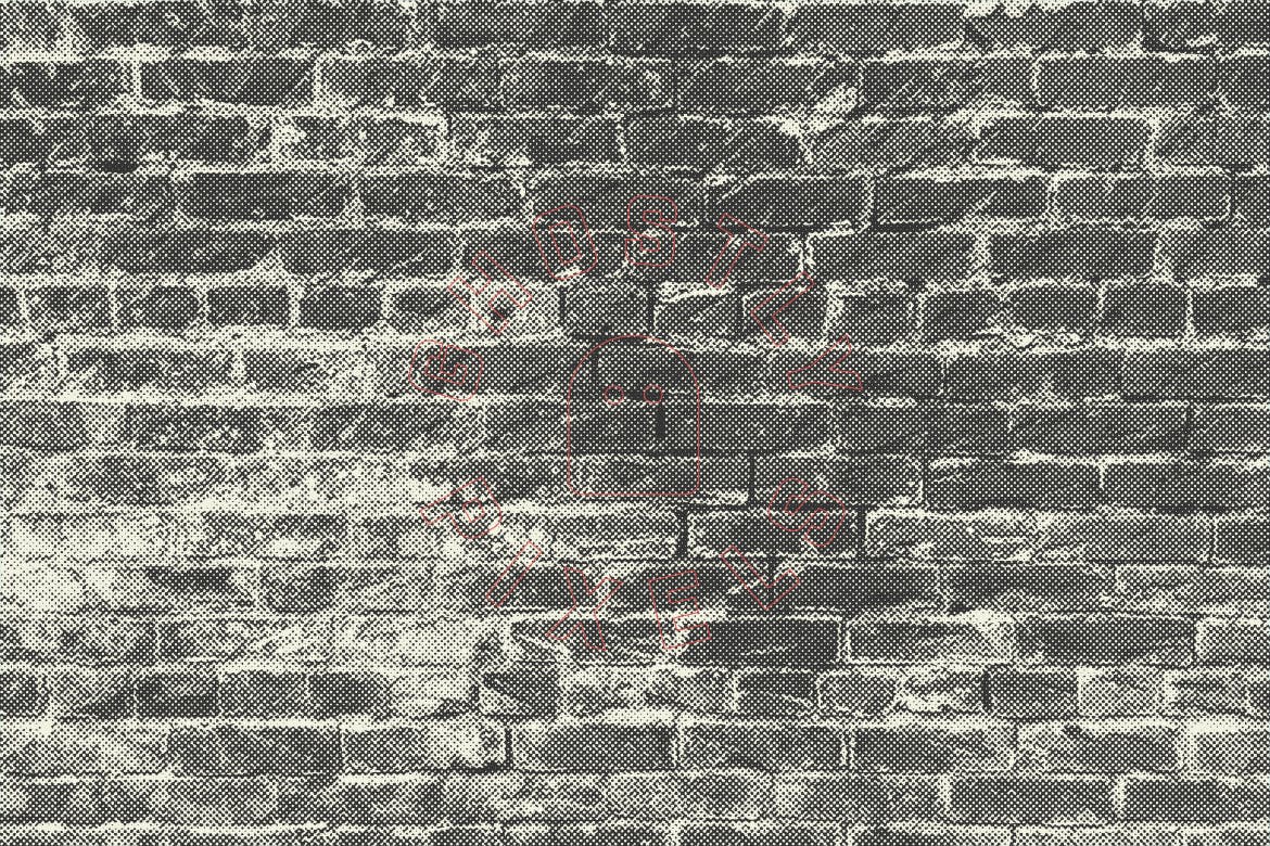 半色调砖墙&石墙纹理 Halftone Brick & Stone Wall Textures 图片素材 第10张
