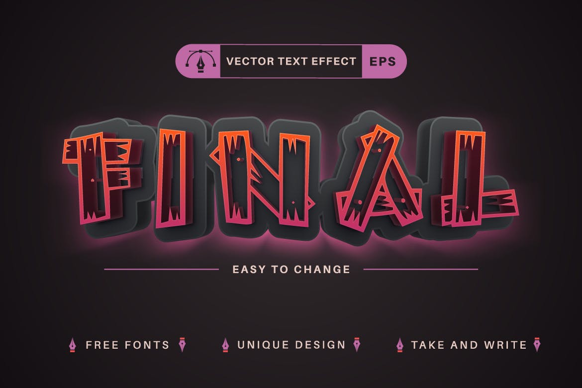 木制恐怖矢量文字效果字体样式 Wooden Horror – Editable Text Effect, Font Style 样机素材 第5张