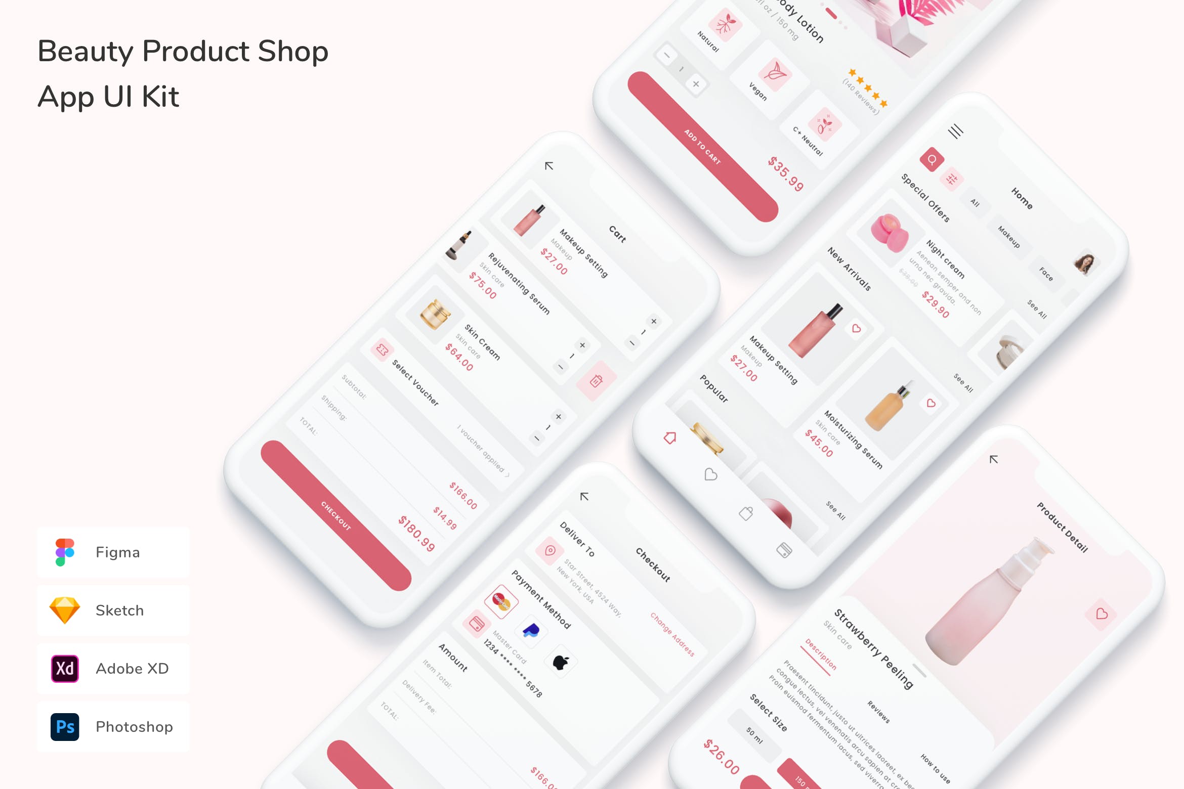 美容产品商店移动应用UI设计套件 Beauty Product Shop App UI Kit APP UI 第1张