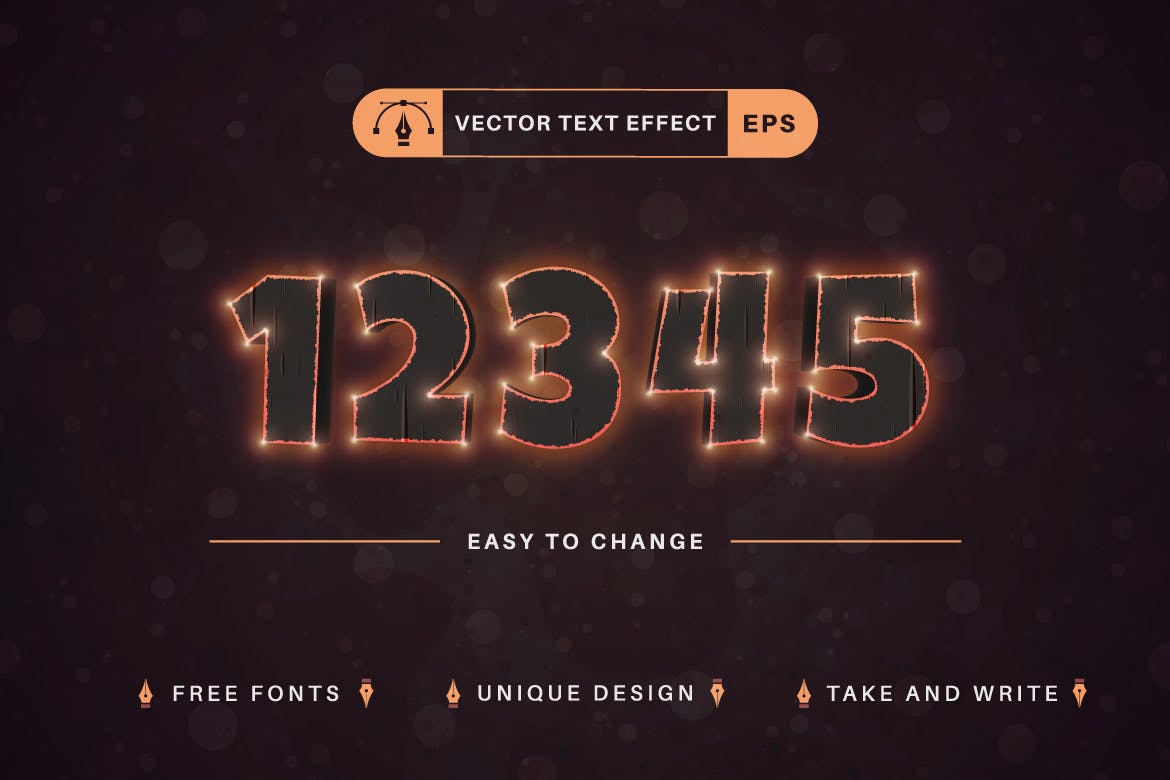 火苗余烬矢量文字效果字体样式 Ember – Editable Text Effect, Font Style 插件预设 第2张