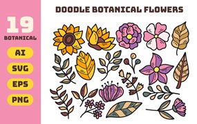 涂鸦系列植物图标素材 Doodle Botanical Collection